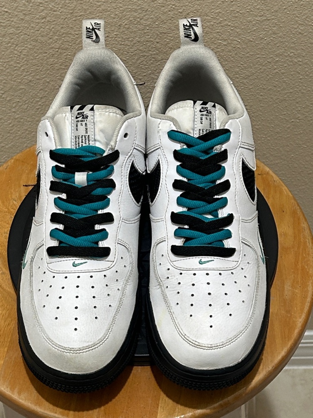 Nike Air Force 1 White Black Teal DR0155-100 - Picture 3 of 6